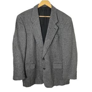 VTG Zylos George Machado Black White Houndstooth Blazer Cashmere Blend Men Sz 44